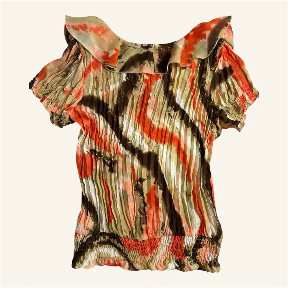 Y2K Multicolor Ruffle Blouse - Picture 3 of 4